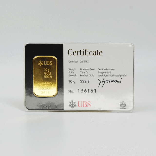 金 インゴット １０ｇ ９９９ ９ Ubs スイス発行 宝石 貴金属 時計 ブランド品の高価買取ならマルコウ質店
